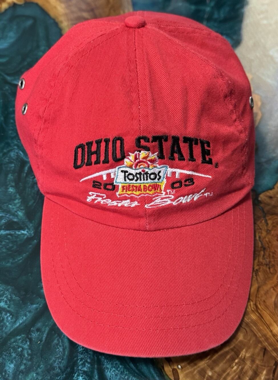 Ohio State Buckeyes 2003 Tostitos Fiesta Bowl Hat Red HeadShot Adjustable Cap